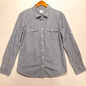J.Crew-The Perfect Shirt-Womans Lng Slve. Button Sz.M/Blue Denim/Chambray Style - Picture 1 of 11