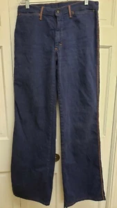 Vtg 70’s Hippie Hip HUGGER High Waisted BELLBOTTOM Jeans Size 34L Scovill Zipper - Picture 1 of 4