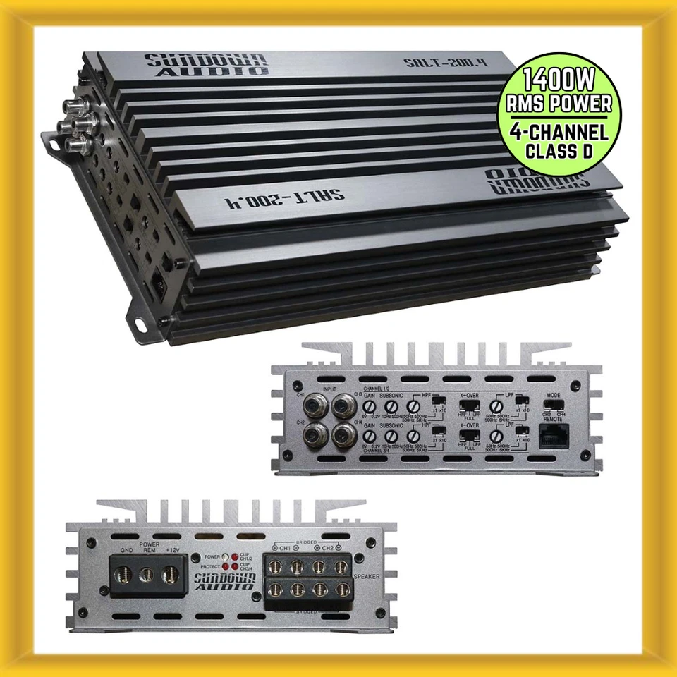 Sundown Car Audio 4 Channel Amplifier Full Range 700 Watt Class D SALT-200.4