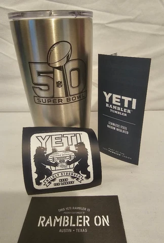 Custom Etched Super Bowl 50 Carolina Panthers YETI Rambler Tumbler Stainless #2 Cover