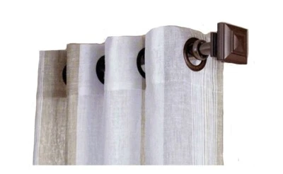 Panel de cortina semi transparente ojal de lino sintético camel dorado 84" Allen Roth Grovegate Foto 1 de 4