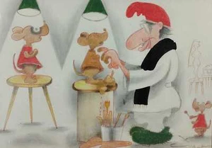 XAVIER CUGAT. CARICATURE, CRAYON DE COULEUR ET MARQUEUR SUR PAPIER. ESPAGNE. XX - Imagen 1 de 4