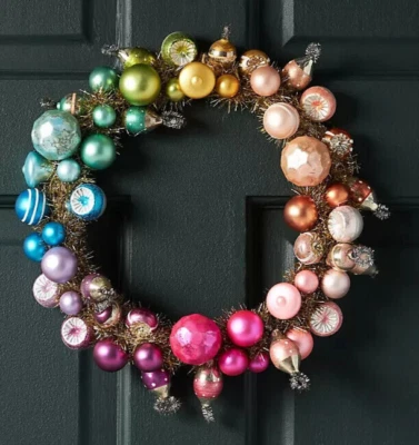 Anthropologie Vintage Bola Adorno Corona Vidrio Mini Nostalgia 11.5" W NUEVO Foto 1 de 4