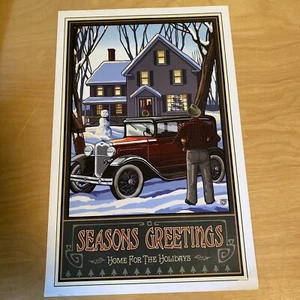 Paul A Lanquist UnFramed Art Seasons Greetings Holiday Let It Snow Giclee 11x17 - Picture 1 of 8