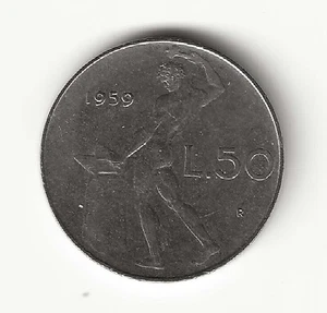 1959 Repubblica italiana - 50 L. Vulcano 1° tipo SPL - Foto 1 di 2