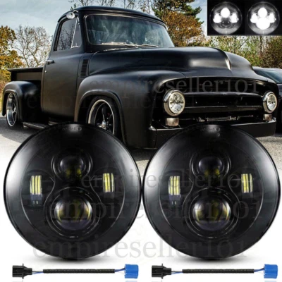 Par de faros LED de 7" haz alto/bajo para camioneta Ford F-100 F-250 F-350 1953-1977 Foto 1 de 4