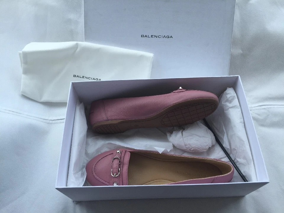 NUEVO EN CAJA Bailarinas Balenciaga "Veau Paper" Cuero Rosa Inglés Tachonado IT39 / (US8) Foto 1 de 1