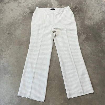 Pantalones Talbots Mujer 14 Marfil Rayas Tiro Alto Frente Plano Pantalones Forrados Oficina Foto 1 de 4