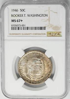 1946 Booker T Washington Half 50c MS67+ NGC 950476-26 - Image 1 of 4