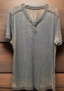 Society Men Vintage Stonewashed Inside Out Style V-Neckline T- Shirt Size M Blue - Picture 1 of 16