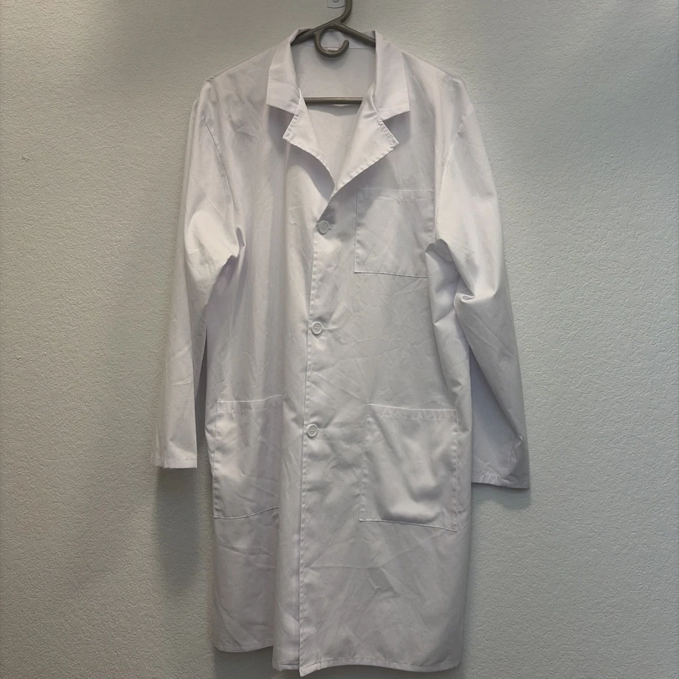 Unisex Lab Coat Size Medium for Lab Classes, White, Used Good Condition - Image 1 of 4