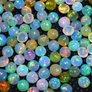 Lote de cabujón de piedras preciosas sueltas redondas de ópalo de fuego Welo etíope 100 % natural de 4 mm - Imagen 1 de 6