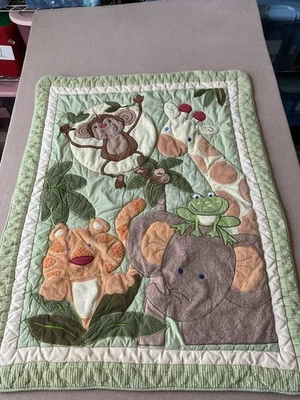 Nojo Crib Jungle Comforter 32x41 Baby Room Monkey Giraffe Lion Frog - Image 1 of 4