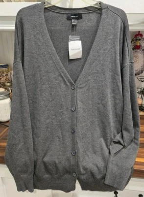 Nuevo Cárdigan Forever 21 Gris Peltre/Oscuro Talla 1X Botón Delantero Clásico Foto 1 de 4