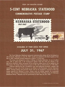 #1328 5c Nebraska Stamp Poster- Unofficial Souvenir Page Flat - Picture 1 of 1