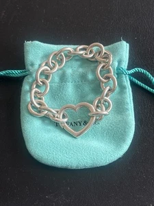 Tiffany & Co. Large Links Open Heart Clasp 7.75" Silver Bracelet with pouch - Picture 1 of 7