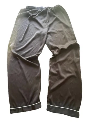 Pantalones de pijama para mujer 3XL negro satinado cintura elástica Foto 1 de 3