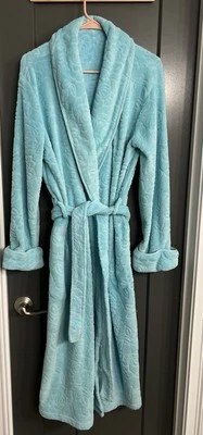 Luxurious & Ultra-Plush Aqua Bathrobe w/ tie by Adonna. Women’s Size Small - Image 1 of 4