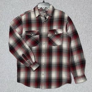 MENS CARHARTT RELAXED FIT PEARL SNAP PLAID FLANNEL RED MENS SZ S - Picture 1 of 7