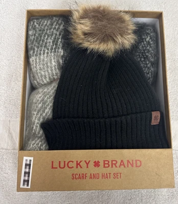 Juego de bufanda y sombrero Lucky Brand color gris nuevo caja abierta Foto 1 de 4