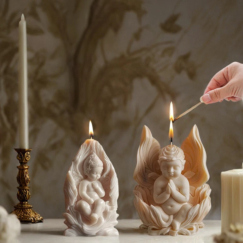 Molde para velas Little Angel silicona hormigón yeso reutilizable decoración del hogar molde hágalo usted mismo Foto 1 de 4
