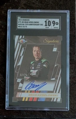 Brad Keselowski 2023 Donruss Nascar 75th Anniversary Signature Holo 32/75 SGC 9 - Image 1 of 2