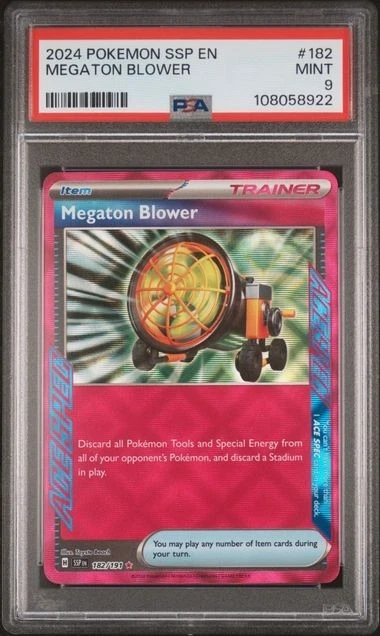 2024 Pokemon Surging Sparks Megaton Blower ACE SPEC HOLO RARE PSA 9 MINT #182 - Image 1 of 2