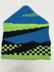 Vintage Wigwam Knit Beanie Hat, Blue Green Black, Retro Decora Dopamine VTG - Picture 1 of 9
