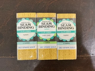 Vntg NOS Coats Stretch Lace Seam Binding Hem Facing - 3/4" x 9 yd 182 Spark Gold - Image 1 of 2