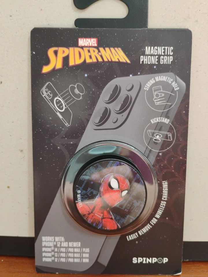 漫威蜘蛛侠磁性手机手柄 Spinpop(带 iPhone12 及更高版本) — 第 1/4 张图片