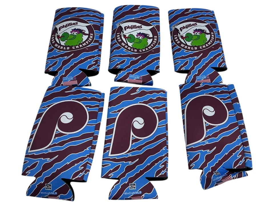 Lot Of 6 Phillies 1980 World Champions Tall bottle Coolers Koozie - Image 1 of 3