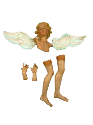 Pastore Componibile Dipinto in Terracotta Cm 20/25 Angelo Dx Testa Mani e Piedi - Immagine 1 di 4