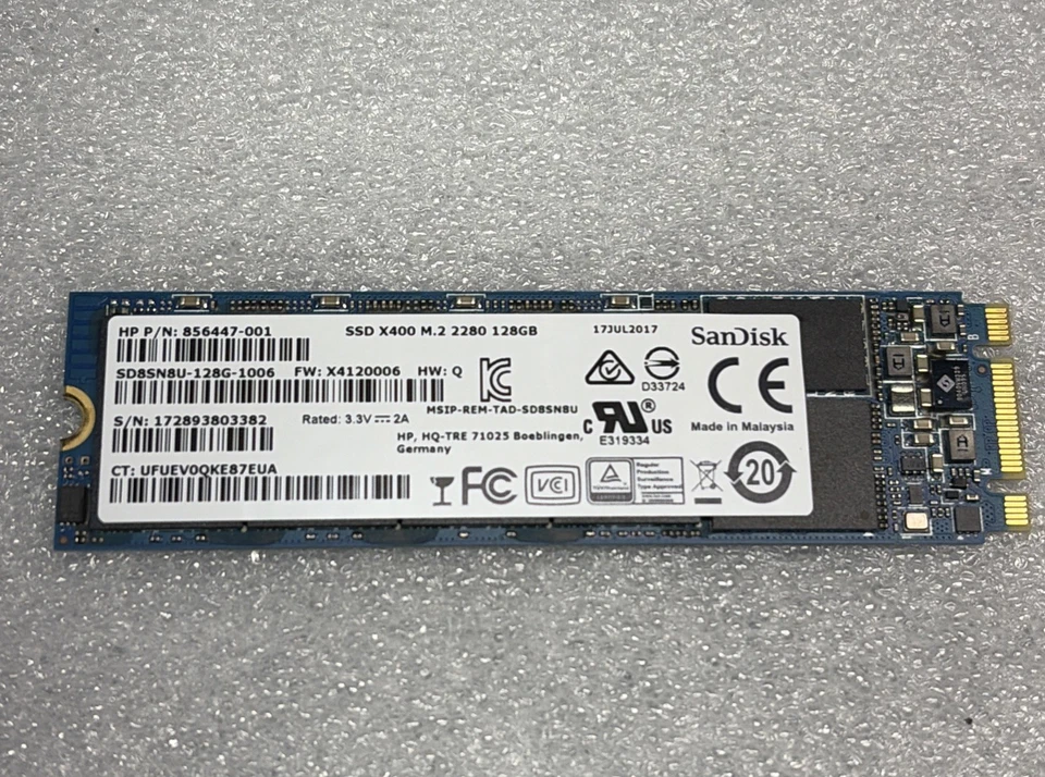 SanDisk 128GB NVMe M.2 SSD 2280 856447-001 - Image 1 of 2