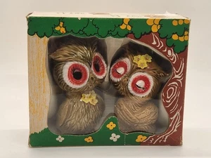 Vintage NOS Plastic Angel Owls Salt and Pepper Shakers Made in Hong Kong w/Box - Picture 1 of 11