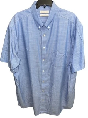 Camisa Gold Label 2XT Azul Algodón Sin Planchar Manga Corta Roundtree Yorke Hombre Alto Foto 1 de 4