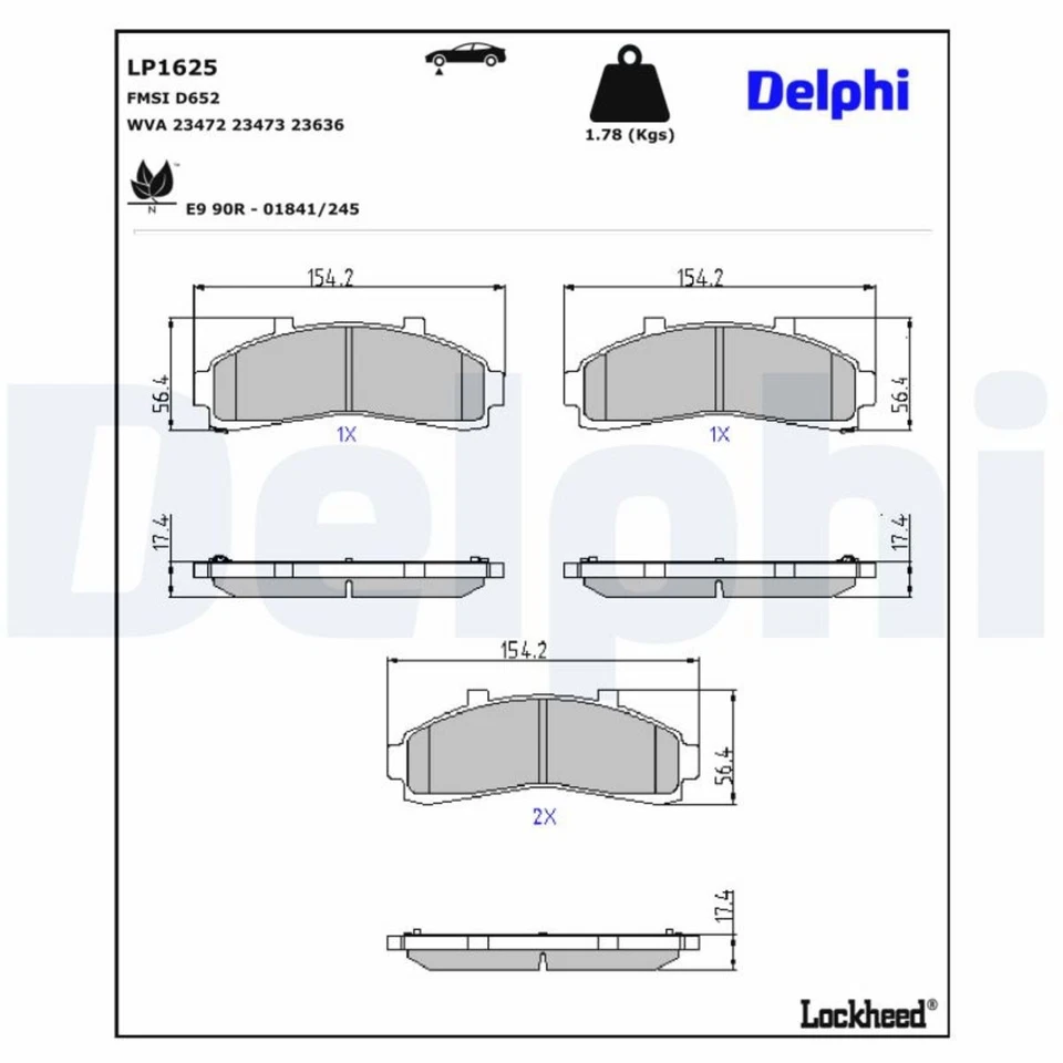 Bremsbelagsatz Scheibenbremse - Delphi LP1625