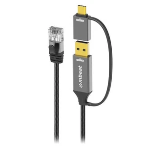 mbeat Tough Link 2m USB & USB-C to RJ45 Ethernet Cable - Space Grey - Picture 1 of 1