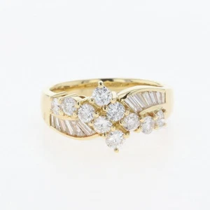 melee diamond design ring YG YellowGold ring Ring 18K diamond Women - Picture 1 of 8