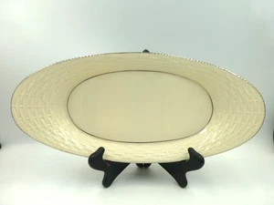 Lenox Bread Tray, Platinum Trim, about 14X6 inches, Made in USA - Picture 1 of 8