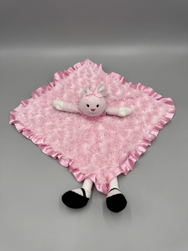 Blankets & Beyond Pink Bunny Doll Lovey Peluche Remolino Manta de Seguridad Borde Satinado Foto 1 de 4