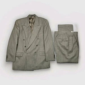 Tuta vintage Joseph Abboud uomo 39R doppiopetto pizzo risvolto pantalone 32x30 spina di pesce - Foto 1 di 24