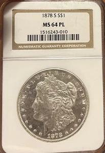 1878-S NGC MS64 PL Morgan Silver Dollar - Picture 1 of 6