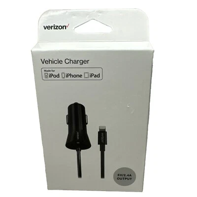 Cargador de coche en espiral Verizon 5V/2.4A Apple Aligeramiento 9 ft cable VPC24LGHT-M NUEVO Foto 1 de 4