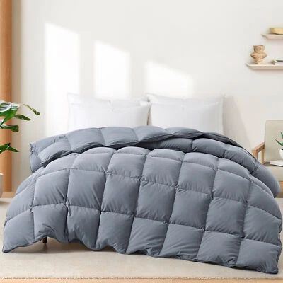 Dark Grey Oversized Down Feather Comforter Moisture-wicking Cozy , King or Queen - Image 1 of 4