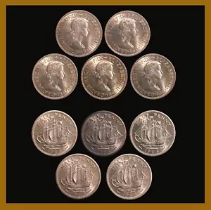 Great Britain 1/2 (Half) Penny x 5 Pcs Coin Set, 1964 KM# 896 Queen Elizabeth II - Picture 1 of 6