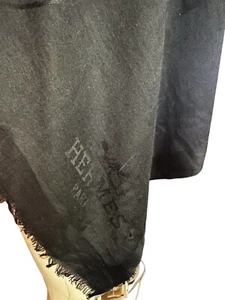 Hermes Silk Chale Shawl/Scarf 70"x28" Robe Legere Black *AS IS A TINY HOLE @ TIP - Picture 1 of 17