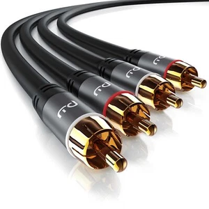 Primewire HQ Premium 2xCinch zu 2xCinch Premium Audiokabel Metall Stecker 5,0m