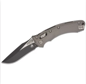 Microtech Amphibian Ram-lok, Natural Clear Fluted Aluminum, Black Blade, Rare - Picture 1 of 3