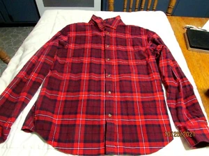 MENS OLD NAVY EVERYDAY BUTTON DOWN SHIRT SLIM FIT BUILT IN FLEX SIZE L RED PLAID - Picture 1 of 5
