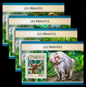 DJIBOUTI 2024 4 x S/S Monos, Monos, Primates, Les Primates MNH - Imagen 1 de 5